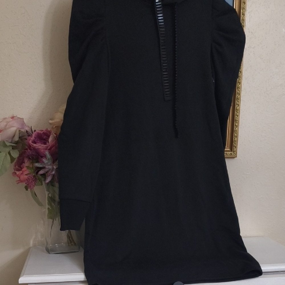 Express Black Long Sleeve Sweater Dress Balloon Sleeve Contemporary Y2k - Picture 7 of 12